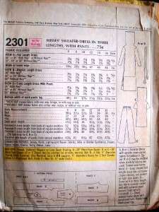 Vintage 1970 Cowl Neck Hoodie Sweater Dress, Tunic & Pants Pattern 