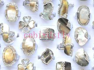 wholesale lots Mixed 50pcs pearl shell rings NEW  