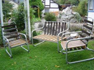 teilige Gartenmöbel Sitzgruppe aus Metall/ Kunststoff/ Holz in 