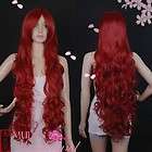 40 Extra Long Wavy Wine Red Curly Cosplay Costume Wig
