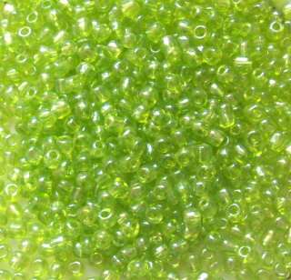 10 gram Rainbow Green Czech Glass Seed Beads size 6/0  