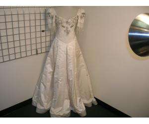 RANDI RAHM Ivory Duchess Silk Beaded Wedding Gown 4  