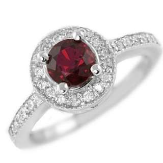 AAA RUBY & FINE DIAMONDS 14k WHITE GOLD ENGAGEMENT RING  