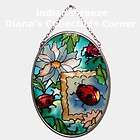 Joan Baker LADYBUGS Small Oval Stained Glass Suncatcher NEW Ready to 