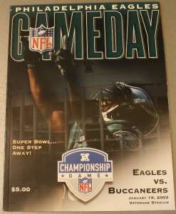 2002 Philadelphia Eagles Tampa Bay Buccaneers NFC Championship Program 