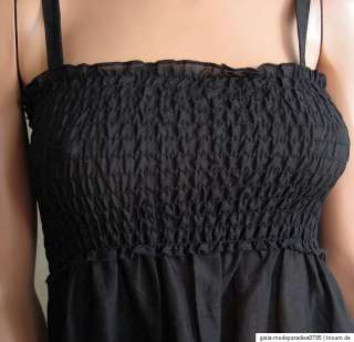 Kleid lang Strandkleid schwarz Volant gesmokt XS / S  