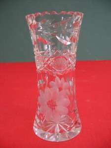   Brilliant Cut Glass 6 Vase   Rose/Flower pattern   Irving???  