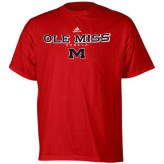 Ole Miss Mississippi Rebels Adidas True Red T Shirt sz XXL 2XL  