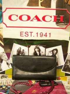   COACH Womens Black Leather Checkbook Wallet Vintage CLASSIC  