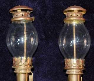 Vintage Pair White Star Line Liverpool Brass Wall Lamps Sconces  