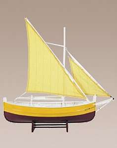 Yellow Biscay Fishing Boat Wooden Model 18.5 Sailboat Nautical 