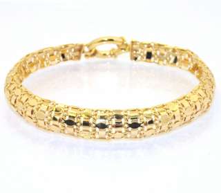 Technibond Domed Polished Tapestry Bracelet 14K Yellow Gold Clad 
