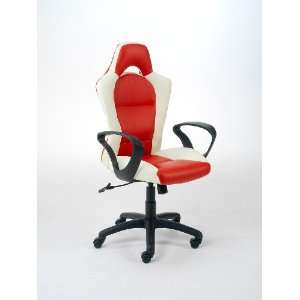 Easychair Chefsessel Monza weiß / rot  Küche & Haushalt