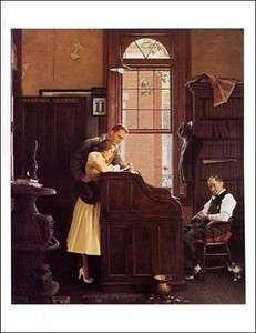 Norman Rockwell Print Young Love THE MARRIAGE LICENSE  