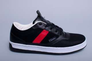 NEW MENS CADILLAC SKYLINE LO BLACK WHITE RED LEATHER SNEAKERS SHOES 