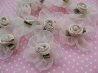 45 Organza Flower w/Rose Appliques Doll Ivory  