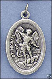 Guardian Angel / St Michael Medal silver Oxydized  