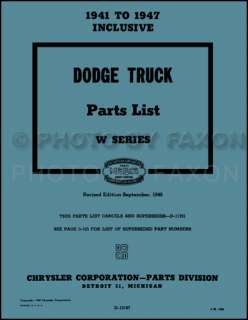 1941 42 1946 1947 Dodge Pickup Truck Parts Book 656 pgs  