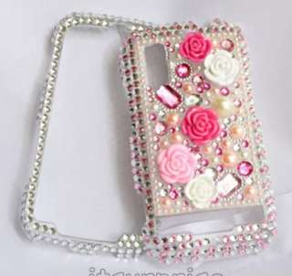   Diamond Pink Rose Full Hard Case Cover For Motorola Photon 4G MB855