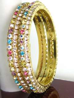   Crystal Rhinestone 14kGold Plated Bangle Bracelet Bellydance India