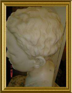 ANTIQUE ITALY SIGNED A. Cipriani Young Boy MARBLE Bust Sculpture