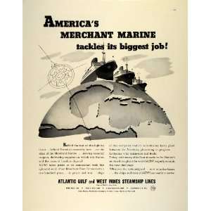  1942 Ad Atlantic Gulf West Indies Steamship Cruise Ship 