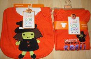 Carters Just One You Halloween Witch Bodysuit 9M& Bib  