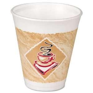  Dart® Foam Hot/Cold Cups, 12 Ounces, White w/Brown and 