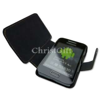 BLACK LEATHER WALLET CASE FOR SAMSUNG GALAXY ACE S5830  