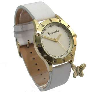 Superb Accessorize Ladies Watch White Leather Strap Butterfly Charm 