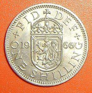   One 1 shilling 1966 Elizabeth II Royaume Uni Scottish