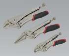 CURVED , LONG NOSE LOCKING PLIER SET WITH QUICK RELEASE