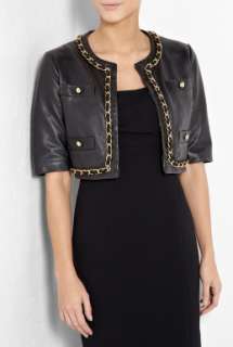 Moschino Cheap & Chic  Black Crop Leather Chain Detail Jacket by 