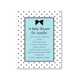 Baby Shower Invitations   Dotted Bow Powder Blue By Sb Hello Little 