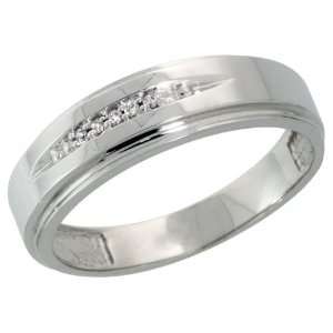 Sterling Silver Mens Diamond Wedding Band Ring 0.03 cttw Brilliant Cut 