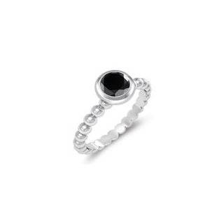   65 Cts Black Diamond Solitaire Ring in 14K White Gold 9.5 Jewelry