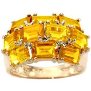   14K Yellow Gold Gemstone Cluster Ring Citrine, size7 diViene Jewelry
