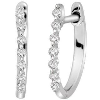 White Gold Round Diamond Channel Set Hoop Earrings (1/8 cttw, J Color 