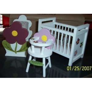  3 pc Baby Doll Furniture for Dollhouse Nursery Toys 