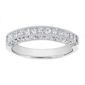   Cut Diamond Wedding Band Ring in 14 Karat White Gold in Size 10.5