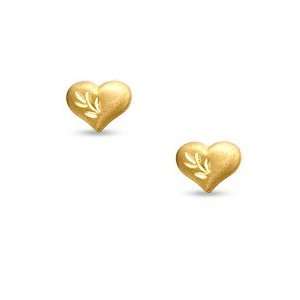    14K Gold Diamond Cut Heart Stud Earrings STUD EARRINGS Jewelry