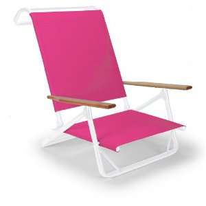   Folding Beach Arm Chair, Pink with Gloss White Frame Patio, Lawn