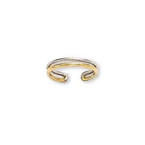  14k Yellow & White Gold Open Toe Ring. Double Band 