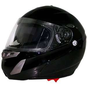   Gloss Black Dual Visor Full Face DOT Modular Motorcycle Helmet   XS