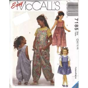  Easy McCalls Pattern 7185   Girls Jumpsuit and Sundress 