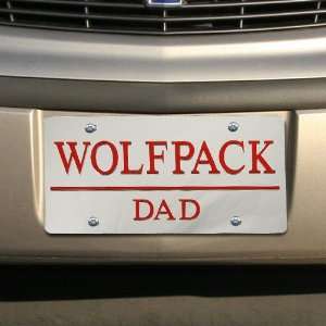 NCAA North Carolina State Wolfpack Silver Mirrored Dad License Plate