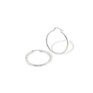  Polished Solid 14k White Gold Hinged Post Hoop Earrings Jewelry