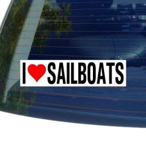  I Love Heart SAILBOATS   Window Bumper Sticker Automotive