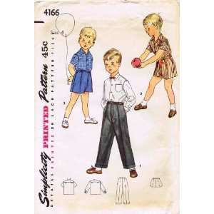  Simplicity 4166 Vintage Sewing Pattern Toddlers Boys Shirt 