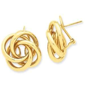 Love Knot Tube Earrings in 14k Yellow Gold